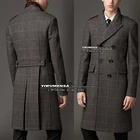 Мужской клетчатый пиджак в клетку, двубортный пиджак из твида и смесовой шерсти для курения для жениха, деловое пальто, одежда для осени и зимы