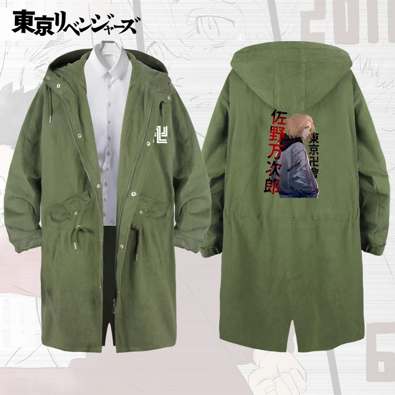 Толстовка с капюшоном в стиле аниме Токийский призрак тренчкот пальто хлопковое