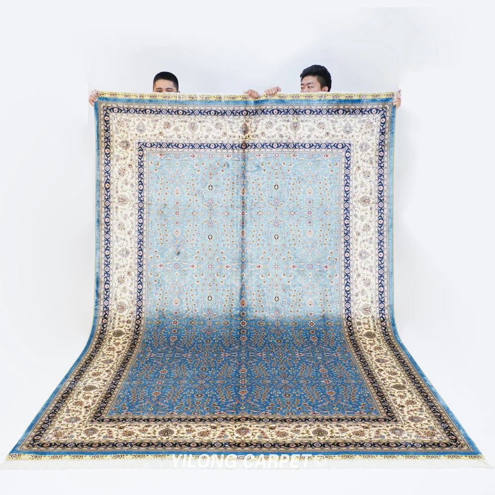 

2x3m Handmade Traditional Turkish Silk Rug Blue Hereke Silk Carpet (YWX137A)