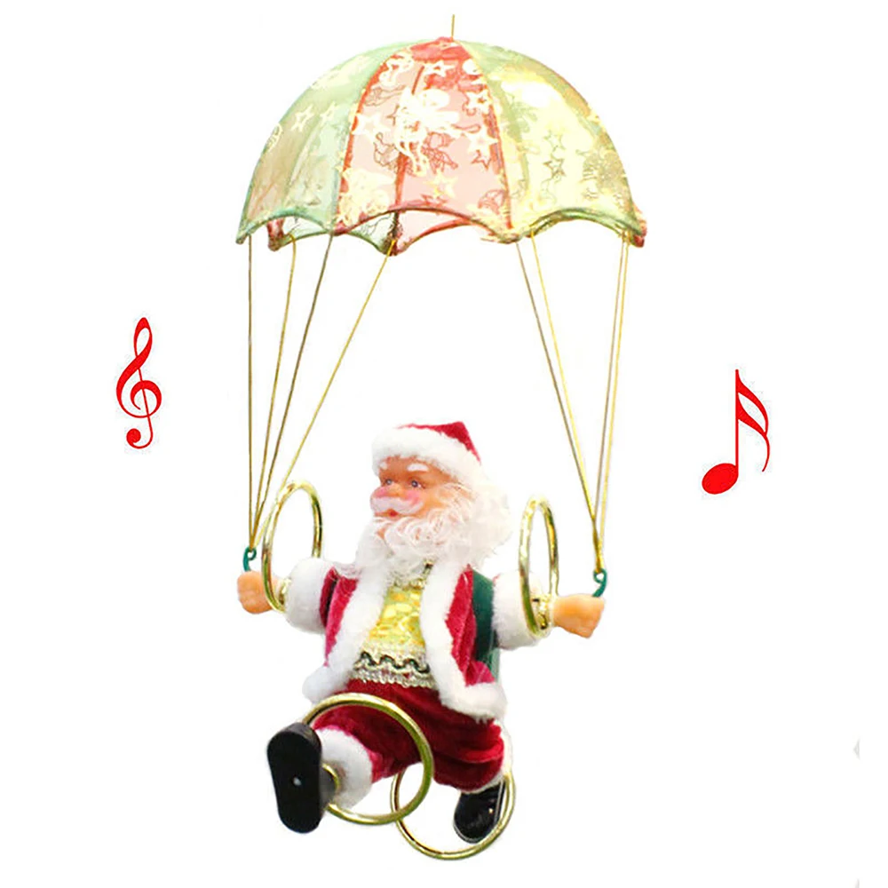 

Electric Christmas Toys Skydiving Santa Claus Toys for Children Hanging Ornament L5