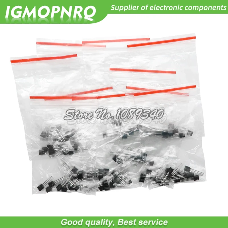 BC337 BC327 2N2222 2N2907 2N3904 2N3906 S8050 S8550 A1015 C1815 10 значений x10pcs = 100 набор транзисторов (TO-92) -