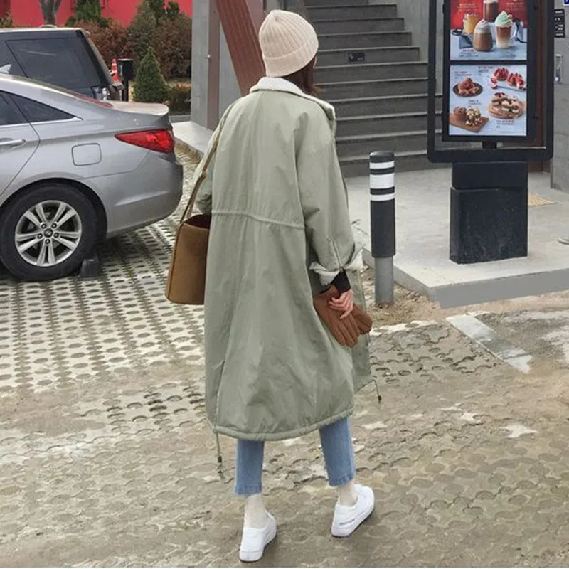 

Long Parkas Women 2020 New Autumn and Winter Large Size Loose Women Tooling Padded Jacket Female Lamb Wool Thick Coat NS2300