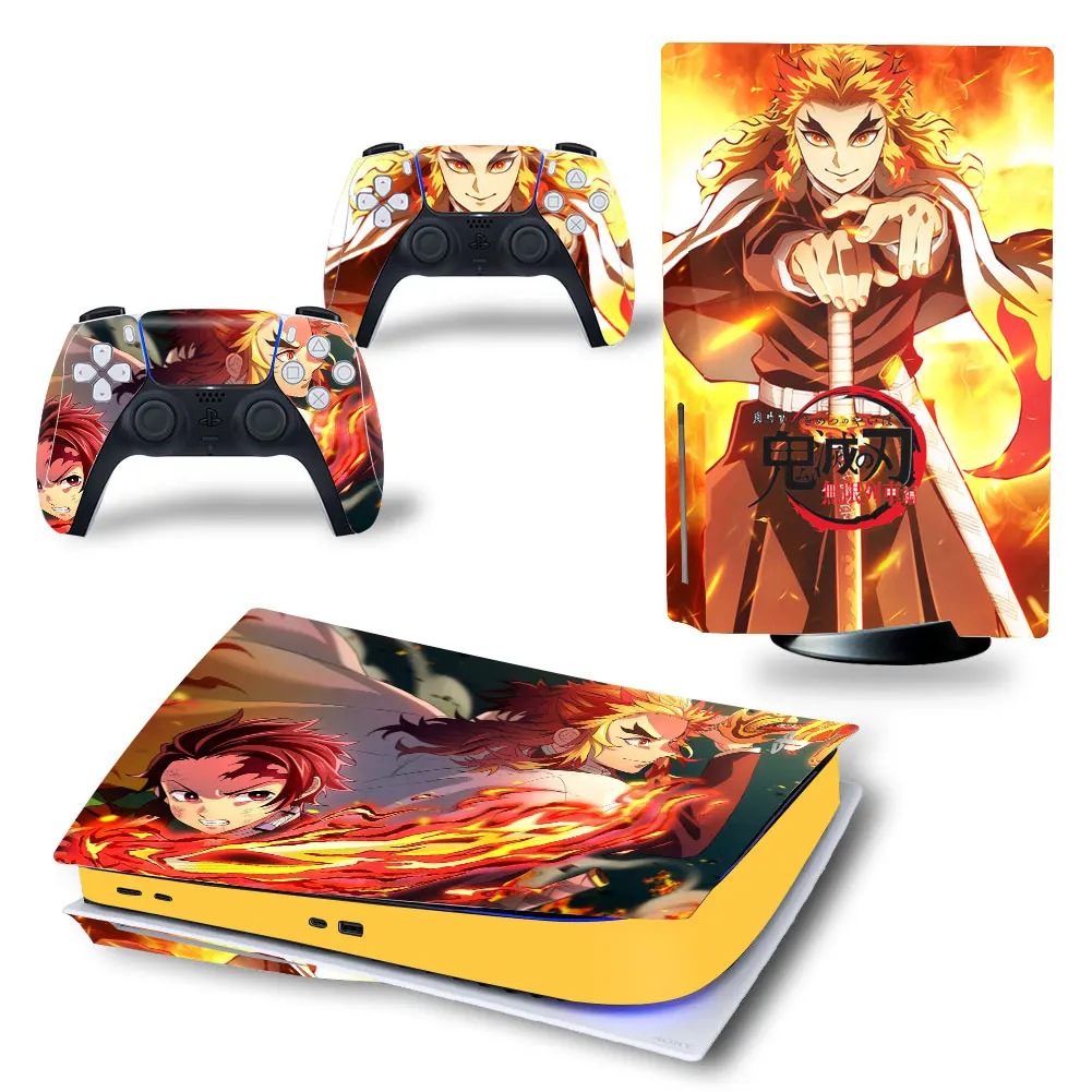 Anime Demon Slayer PS5 Disk Standard Disc Edition Skin Sticker Decal Cover for PlayStation 5 Console Controllers | Электроника