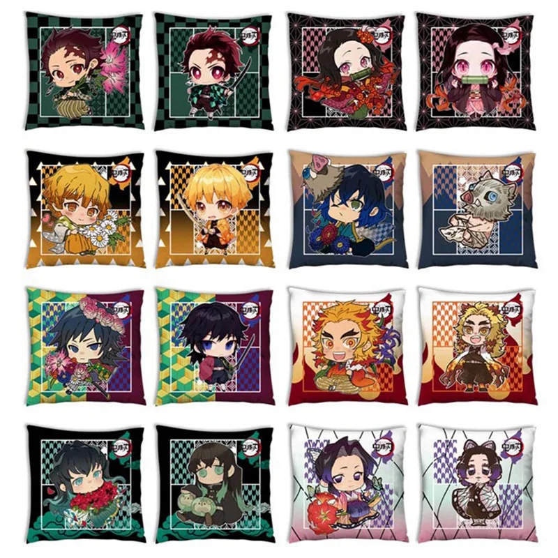 

Anime Demon Slayer Pillowcase Kimetsu No Yaiba Printed Pillow Cover Anime Grils Decorative Pillowcase Customize Gift 45x45cm