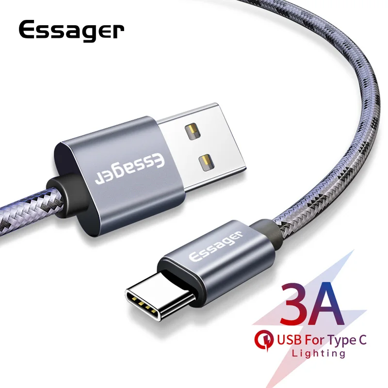 Кабель зарядный Essager USB Type C для Samsung S20/S10/Xiaomi mi 10/3A|Кабели мобильных телефонов| |