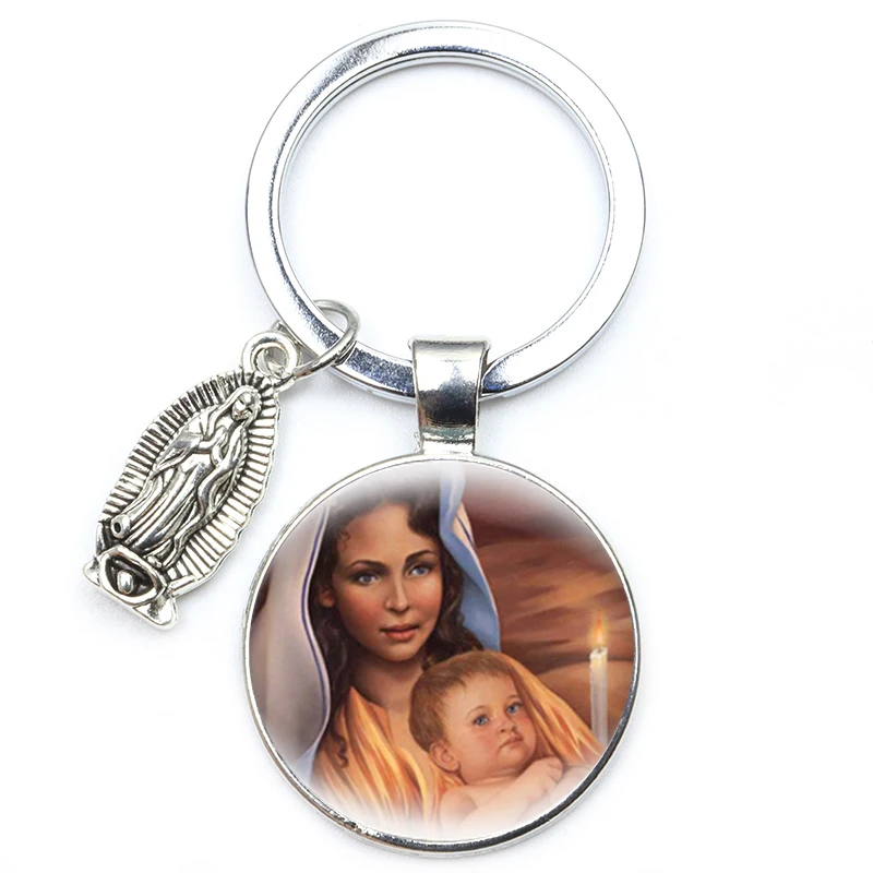 Цепочка для ключей с изображением Богородицы мамы и ребенка Иисуса - купить по