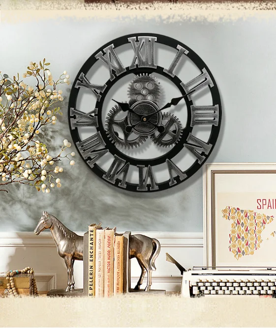 

retro Gear Wall Clock Decorative Retro Wall Clock personality Industrial Age Style Room Decoration creative Wall Art Decor