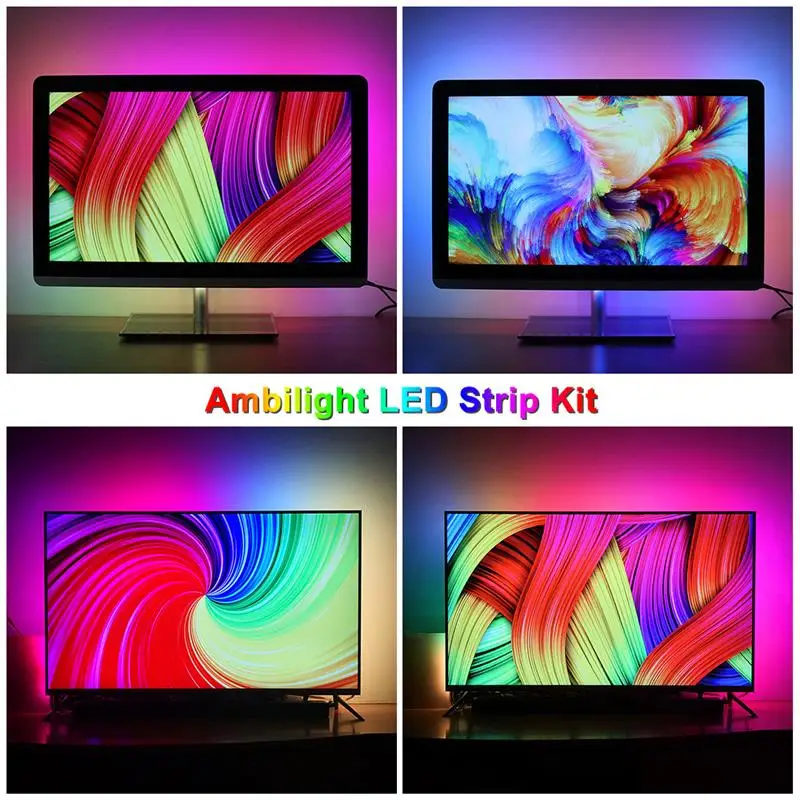 2 м 3M 4M 5 м 5050 Ambi светильник-ТВ RGB USB Светодиодная лента Светильник Настольный ПК экран тыловая подсветка комплект цифровых светодиодных лент