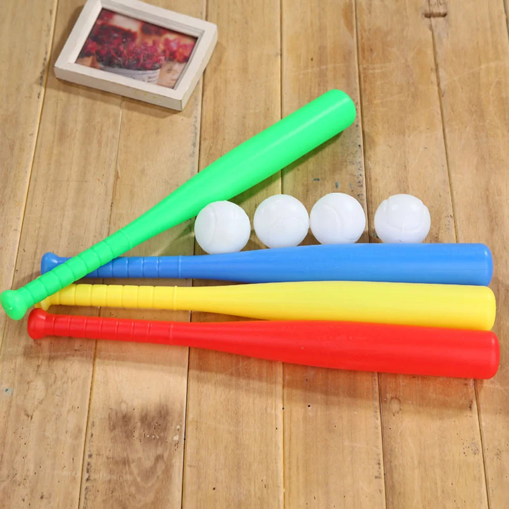 

4 Sets Baseball Bat Kit with Baseball for Kids Children Outdoor Sports Red Yellow Blue Green Each Set