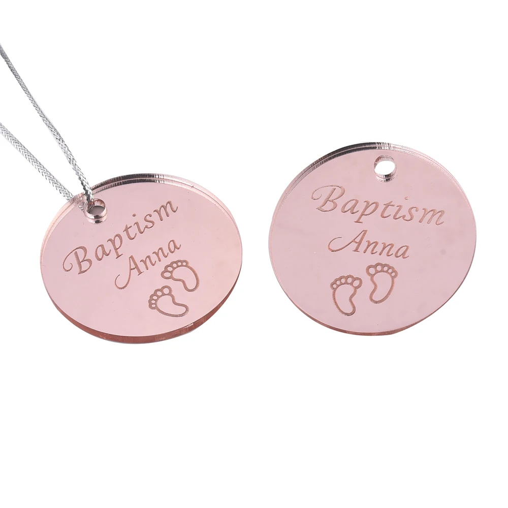 20/50/100Pcs Personalized Tag Engraved Mirror Acrylic Round Circle Wedding Table Party Name Baby Baptism Decoration Custome Gift | Дом и сад