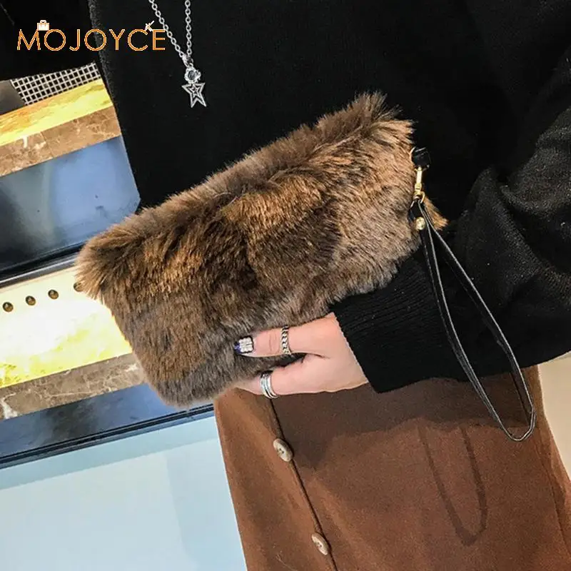 Fashion Simple Envelope Clutch Bag Plush Metal Elegant Zip Handbag Female Solid Color Daily Purse Dropshipping | Багаж и сумки