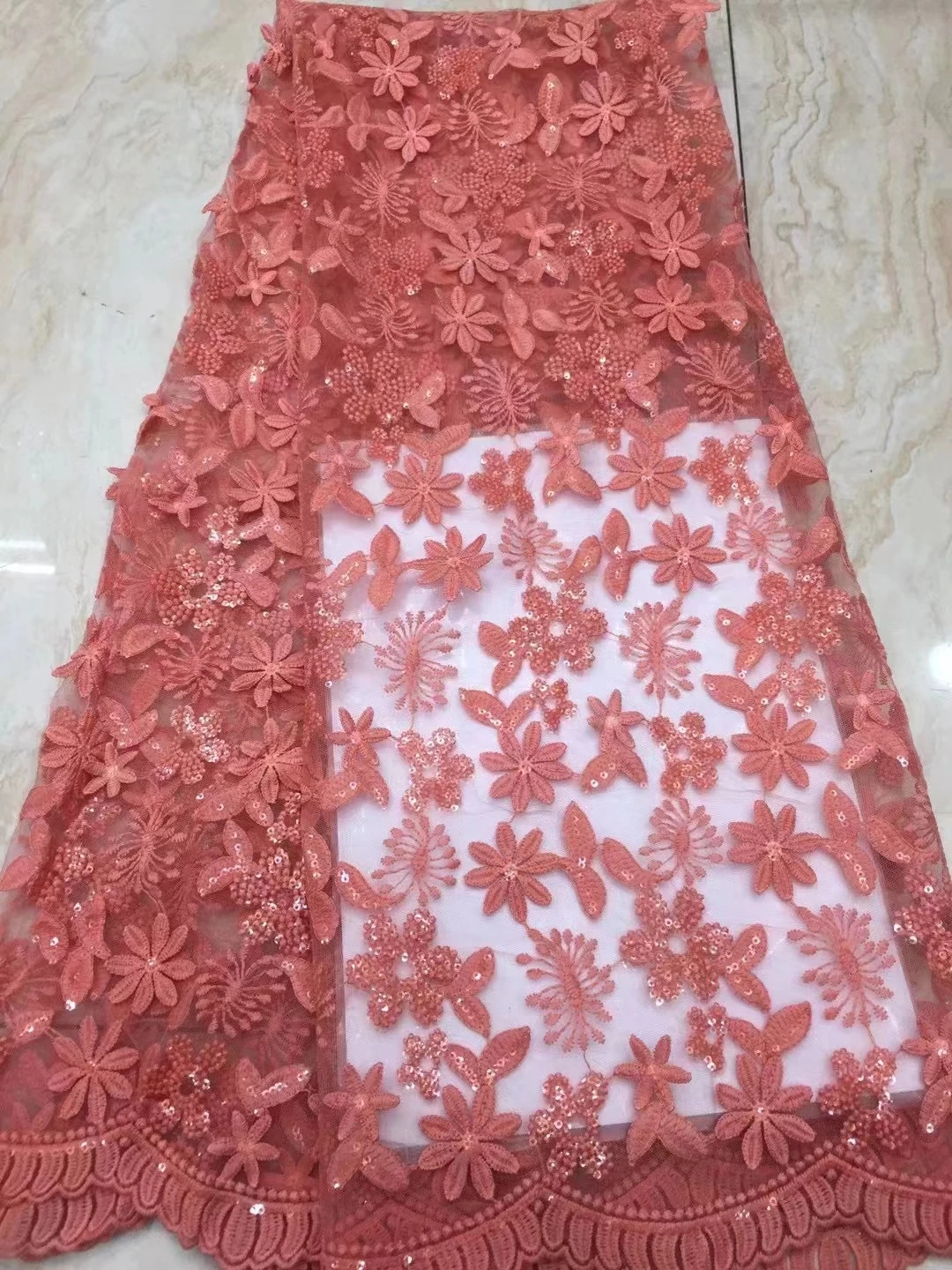 

CDN08 Nice looking embroidered French lace with sequins,wholesale African net lace fabric for party dress!