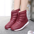 Водонепроницаемые женские ботинки, новинка 2022, кожаные зимние ботинки, бархатные теплые ботильоны, зимние ботинки, Нескользящие женские ботинки, черные, красные