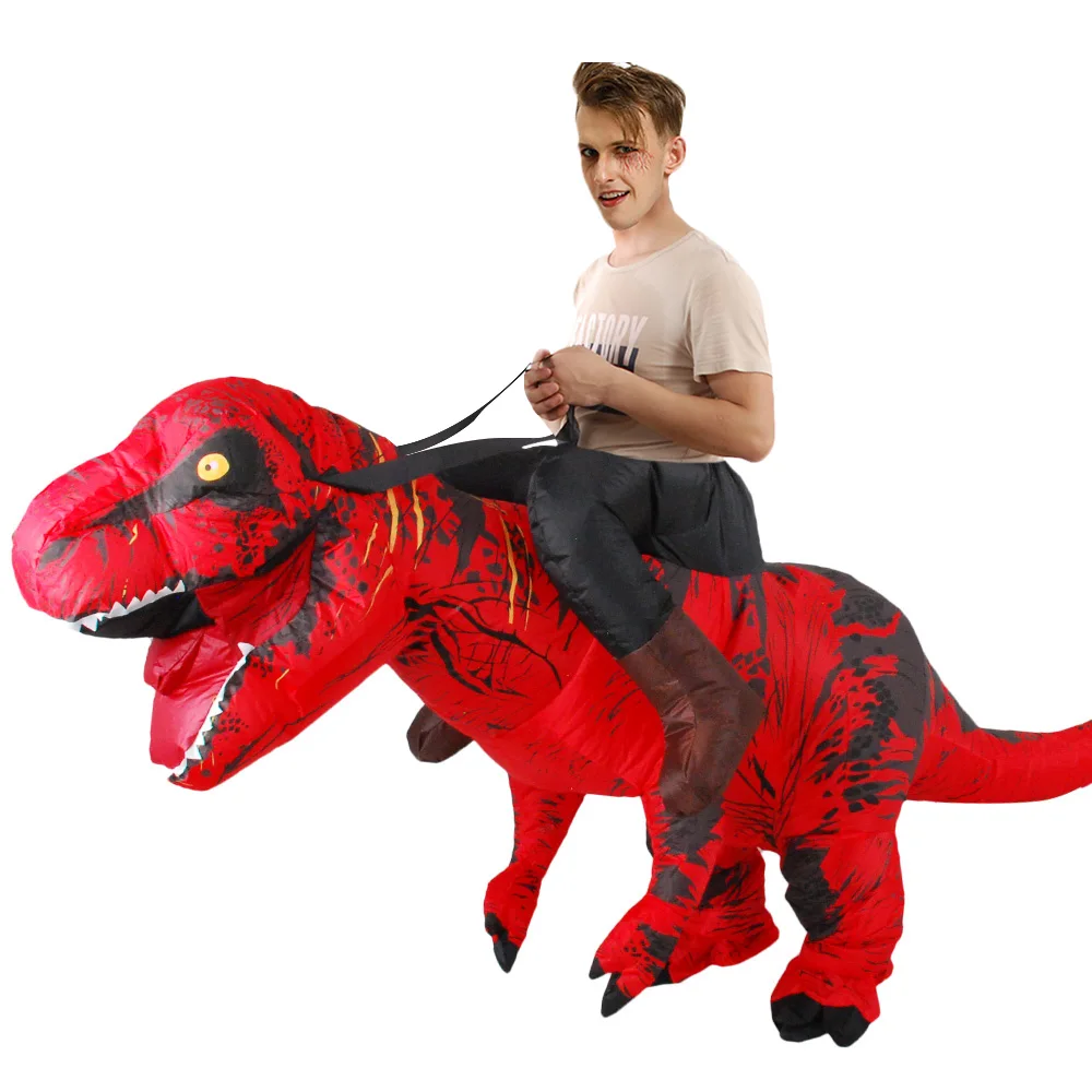 Красная езда на T REX надувной костюм динозавра для Хэллоуина взрослое