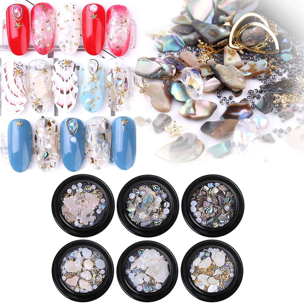Смешанные Стразы для ногтей ультратонкие блестки в виде ракушек 3D жемчужины