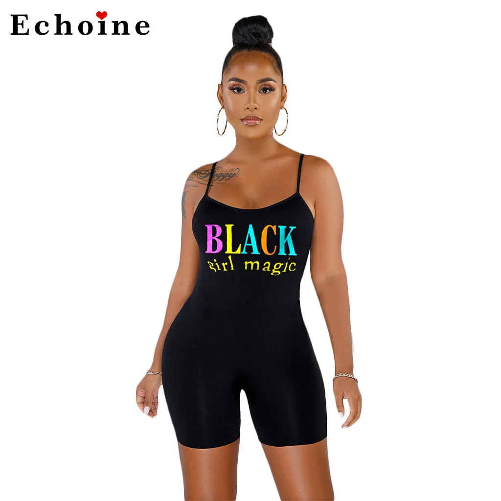 Женский комбинезон на бретельках пикантный Облегающий с принтом и надписью