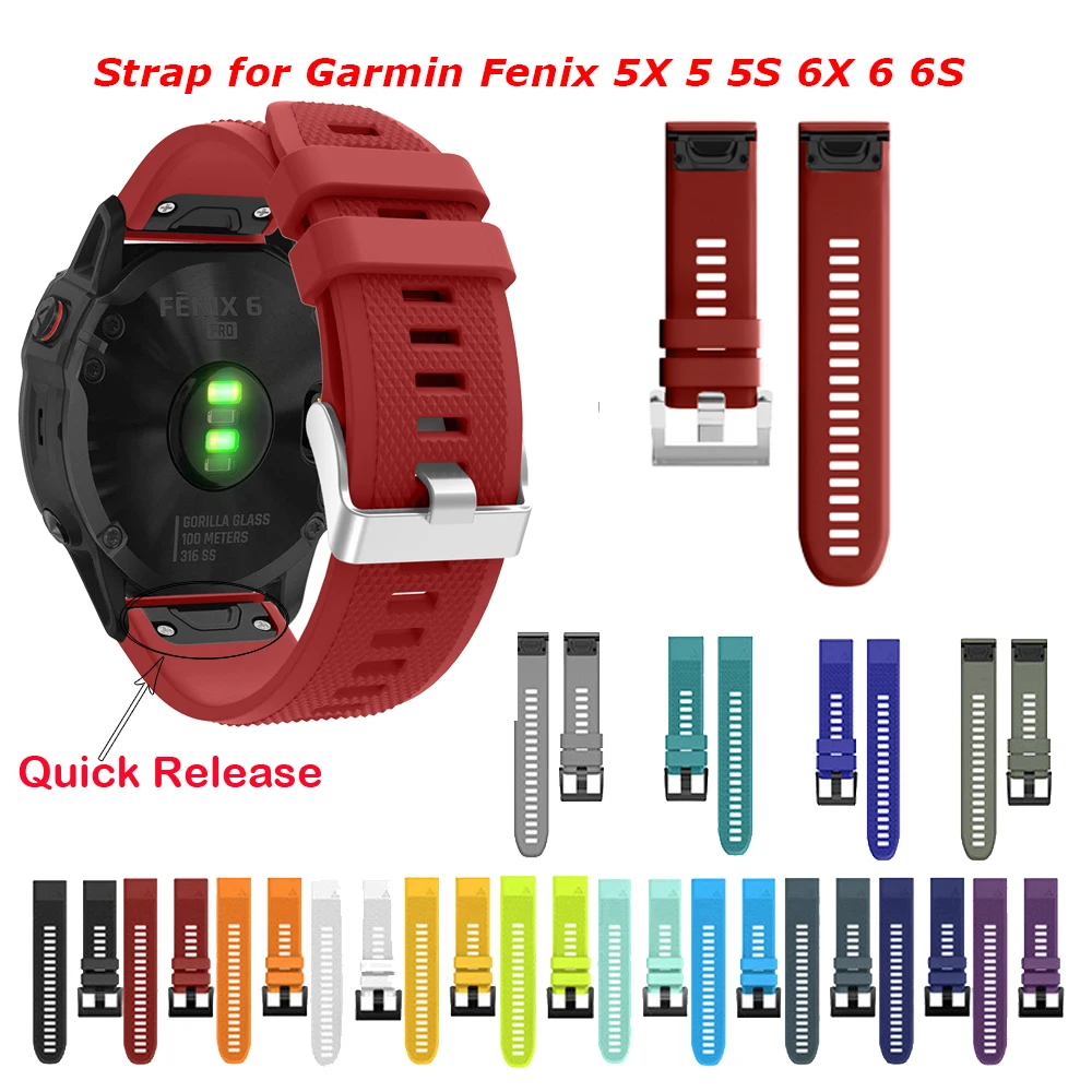 Ремешок силиконовый для наручных часов Garmin Fenix 6X pro 6 6S 5 5X plus 5S 3 HR|Смарт-аксессуары|