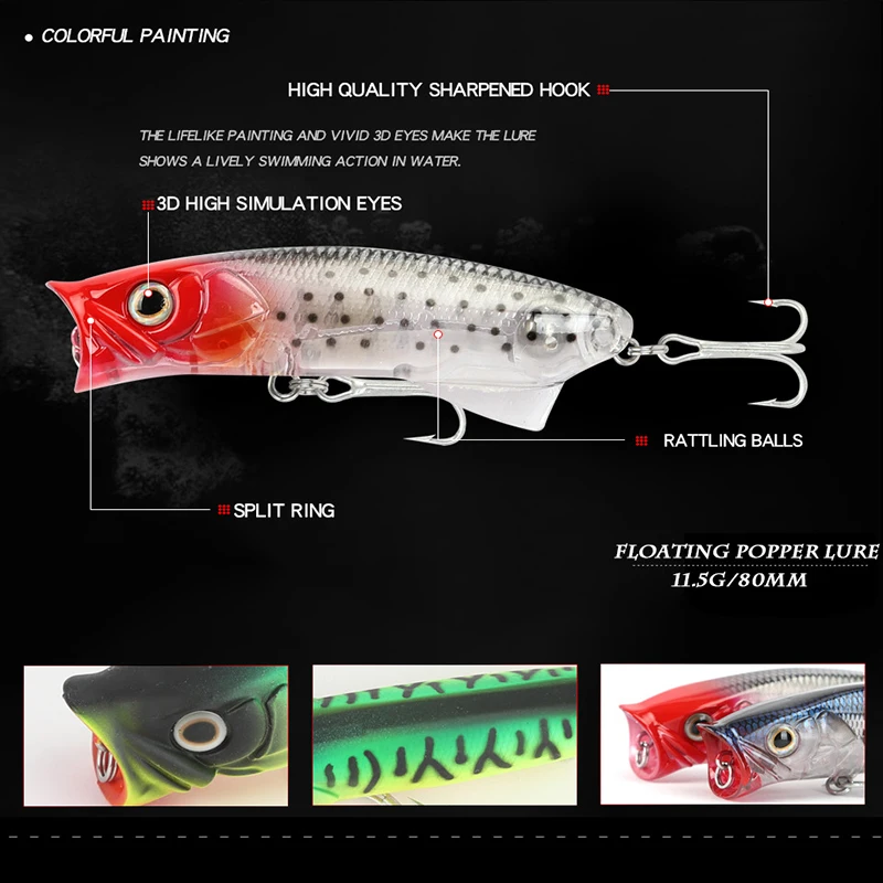 

1pcs Fishing Lures Topwater Popper Bai 11g/ 7.9cm Fishing Swimbait Crankbait Wobblers Artificial Tackle Every Good for Fishing