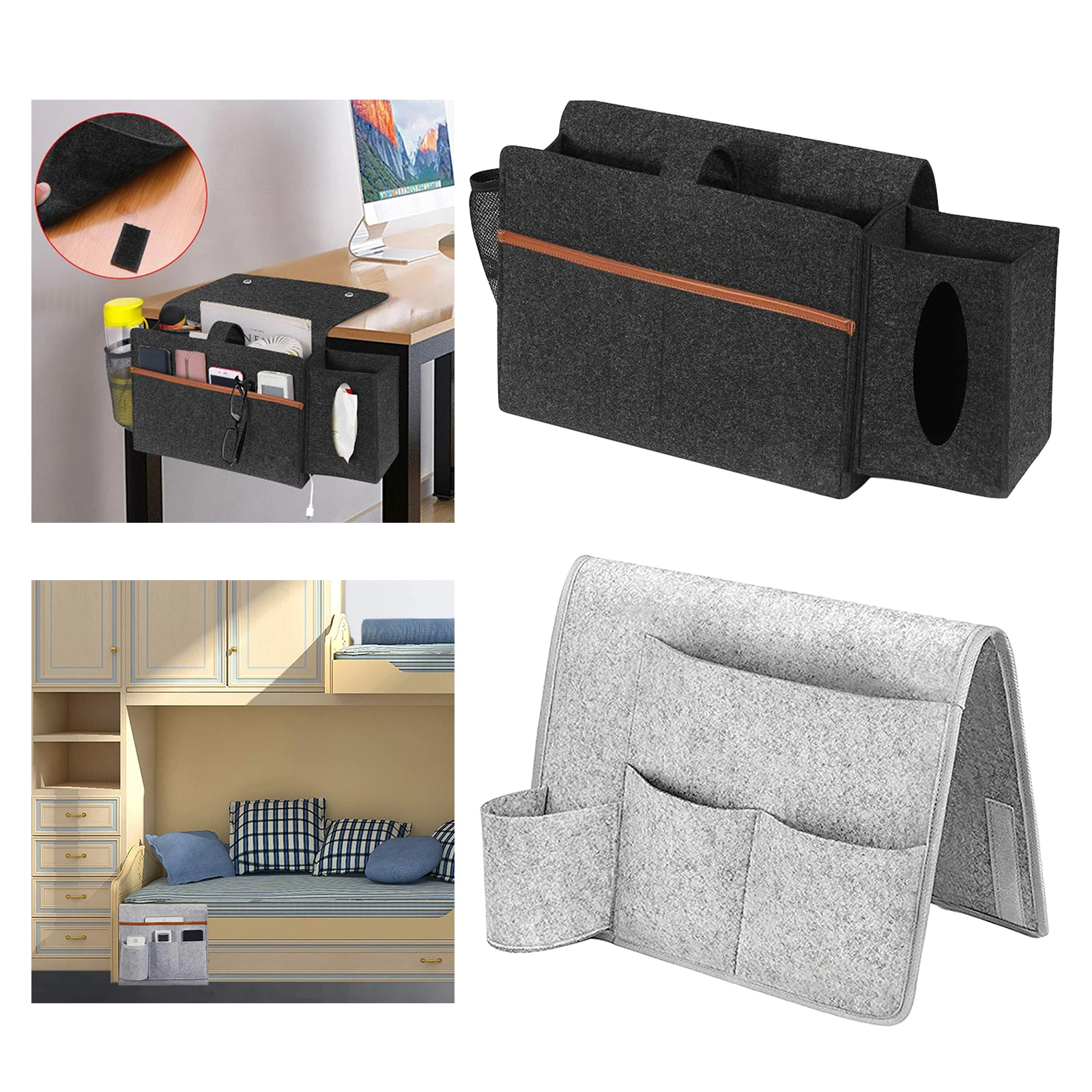 

Storage Bag Felt Pocket Bedside Table Hanging Organizer Phone Book Tablet