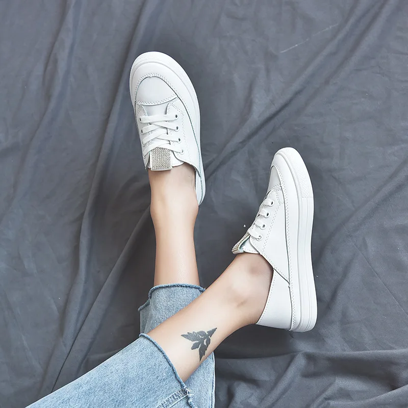 Новинка 2019 года сезон весна-лето белые туфли женские парусиновые на плоской