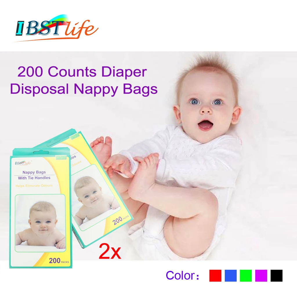 

2X 100%Biodegradable 200Count Diaper Disposal Nappy Bag Baby Diaper Collection Diaper Sacks Garbage Bag Baby Diaper Storage Bags