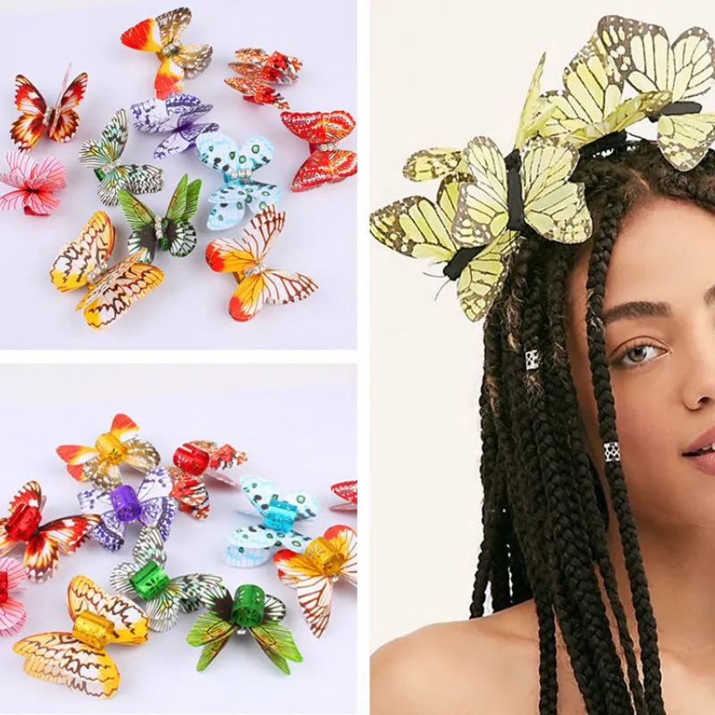 5 шт./компл. моделирование Цвет бабочки аксессуар для волос с Алюминий кольцо
