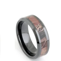 eamti 8mm black ceramic ring women camo inlay wedding bands engagement rings for men fashion finger female jewelry