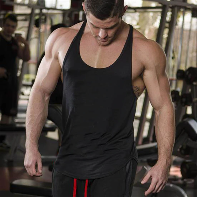 

Gym Clothing Solid Bodybuilding Tank Top Mens Sports Sleeveless Shirts Fitness Men Singlets Blank Cotton Workout Stringer Vest