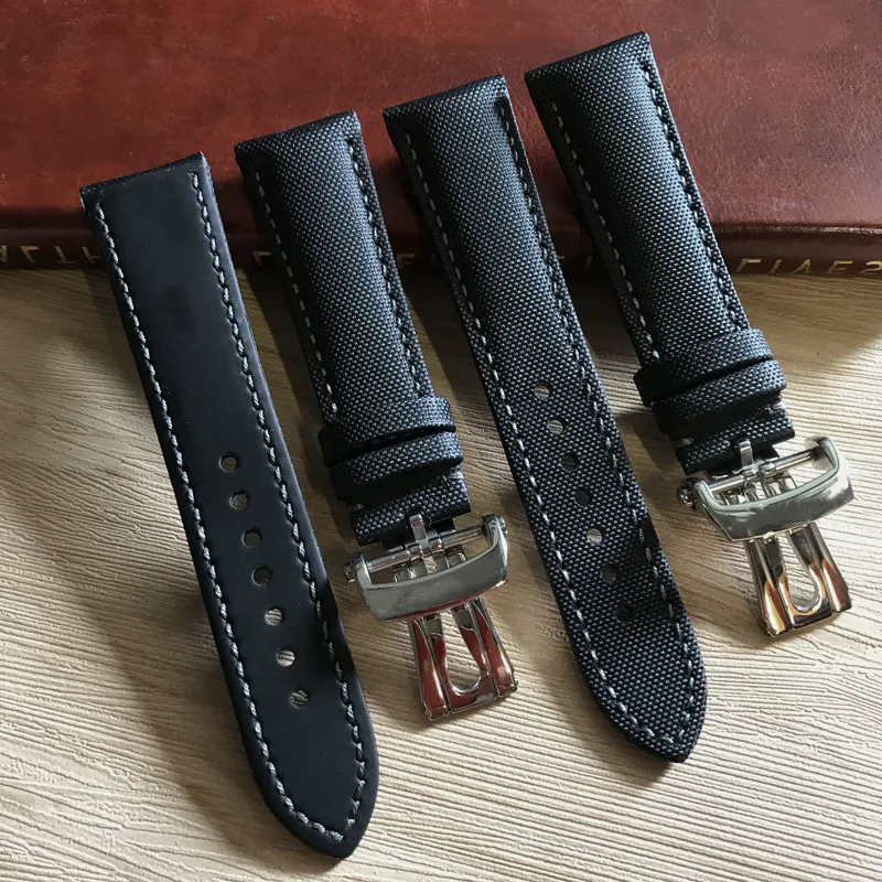 

Ремешок для часов из воловьей кожи, с нейлоновой нижней поверхностью, 23 мм, со складной пряжкой, подходит для часов Blancpain Fifty Fathoms