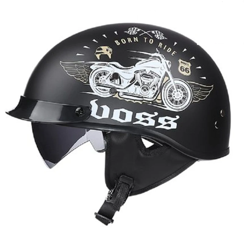 

Quality Motorcycle Helmet Half Face Cafe Racer Retro Vintage Crash Biker Motocross Vespa Scooter Jet GERMAN Safety Cascos Moto