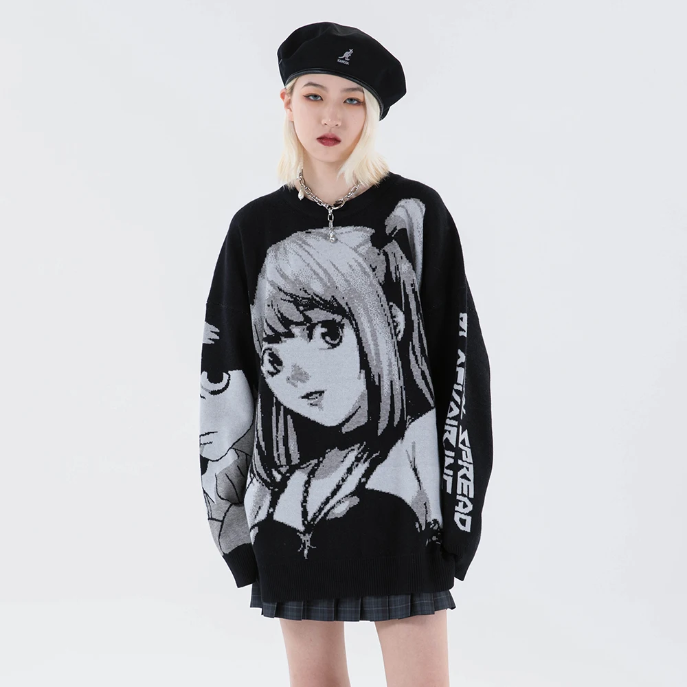 Winter Clothes Women 2020 Knitted Harajuku Oversized Sweaters Long Sleeve Top Gothic Fashion Japanese Kawaii Cartoon Streetwear | Женская