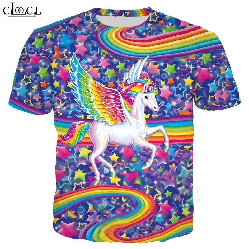 Цветная футболка с единорогом для мужчин и женщин 3D принтом мультяшных животных