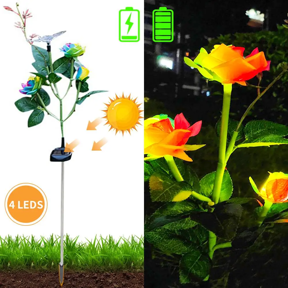 

Waterproof Lamp with Transparent Butterfly LED 7 Colors Changing Landscape Lights Solar Rose Flower Lights Light White