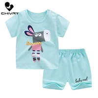 new 2020 summer kids boys clothing sets cartoon animal short sleeve o neck cute t shirt tops with shorts baby girls clothes