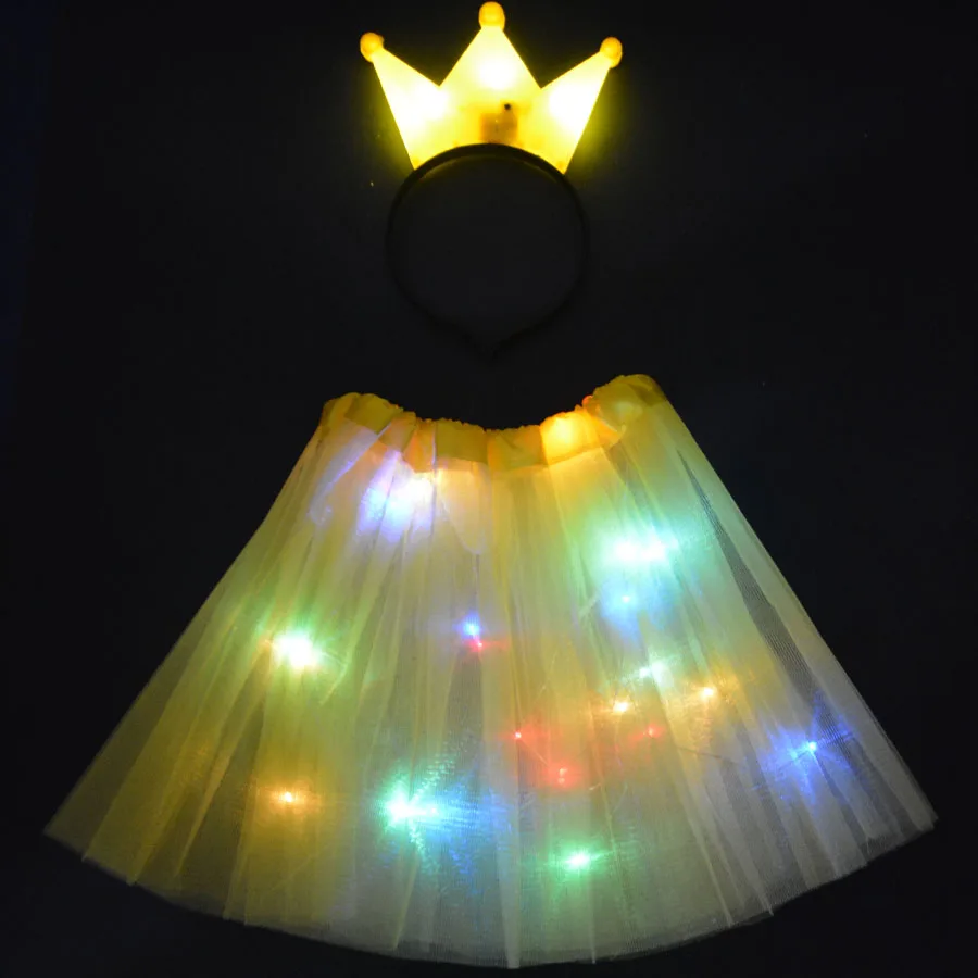 crown yellow Светодиодный светильник балетные пачки на проволоке Кот кролик ухо Корона повязка юбка светящаяся неоновая вечеринка подарок на день рождения Хэллоуин СВЕТОДИОДНЫЙ одежда Рождественское украшение - Цвет: crown yellow