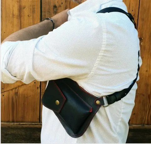 

Средневековая кожаная сумка унисекс в стиле стимпанк, ремешок для подмышек, аксессуары для Хэллоуина, регулируемый кошелек в стиле ретро, м...