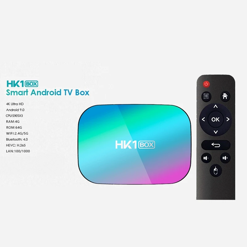 HK1 Box Amlogic S905X3 4 Гб ОЗУ 64 ПЗУ 5G WIFI Bluetooth 0 1000 м LAN Android 9 4K 8K H.265 TV | Электроника