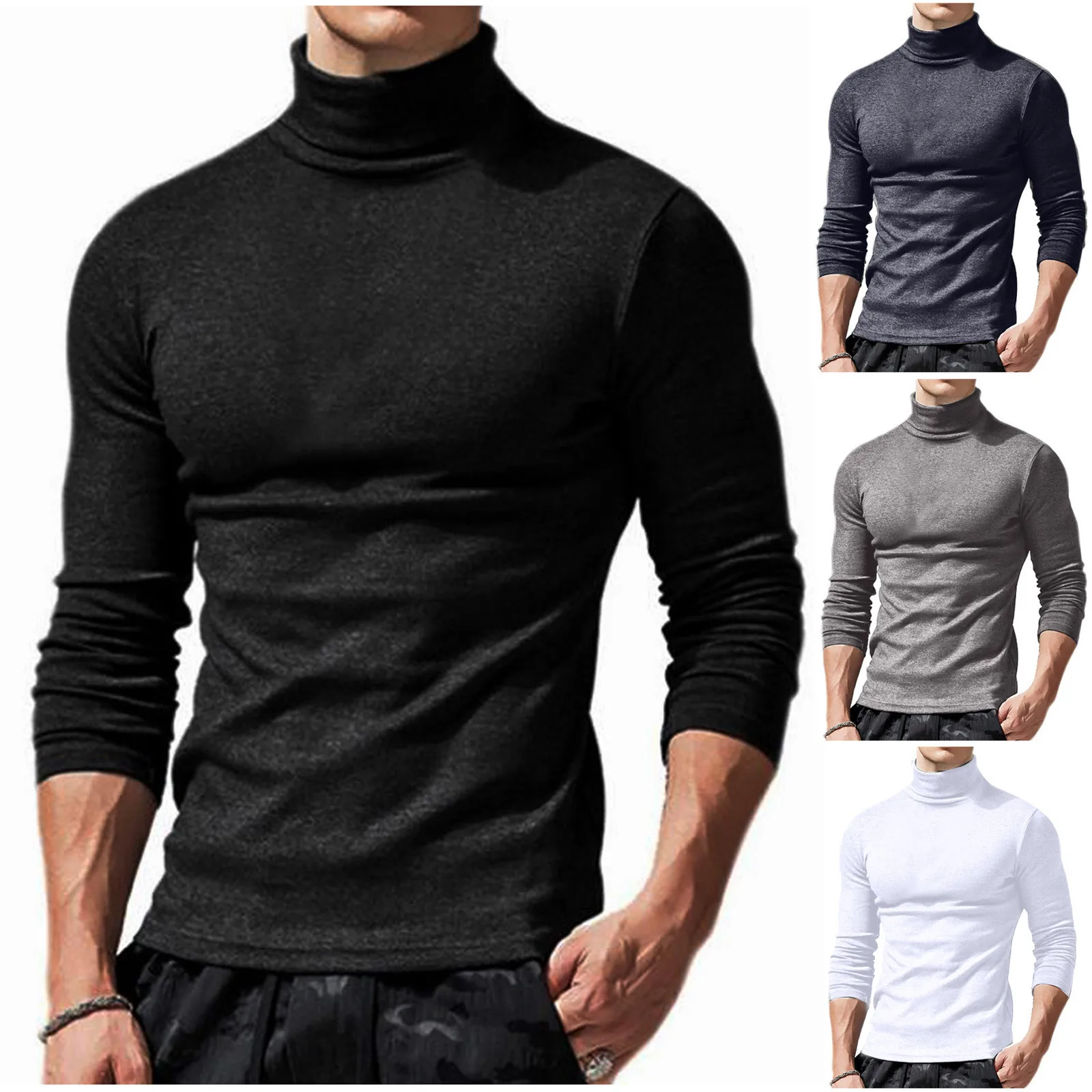 Осенние повседневные однотонные мужские костюмы 2021 Мужская футболка с v образным