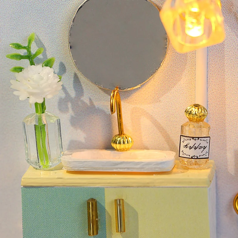 

DIY Doll House Miniature 3D Wooden Dollhouses Set Furniture Kit with LED & Dust Cover Toys for Children Gift