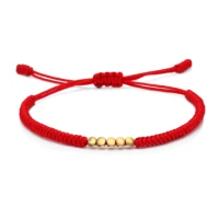 tibetan buddhist lucky knot copper beads braided bracelet women men red string kabalah adjustable twist beads handmade jewelry