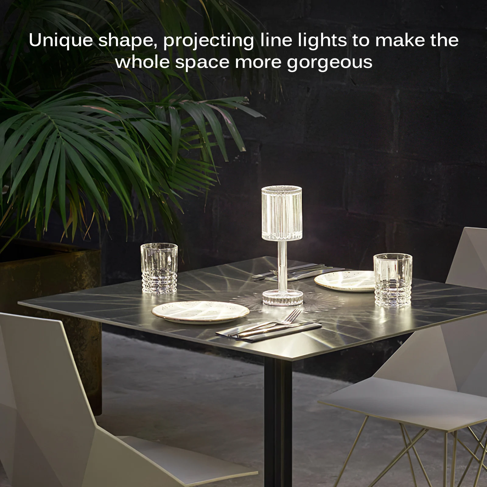 

Crystal Night Light Transparent Delicate USB Rechargeable Stepless Dimming Touch Sensor Bedside Ambient Lamp For Bedroom Cafe
