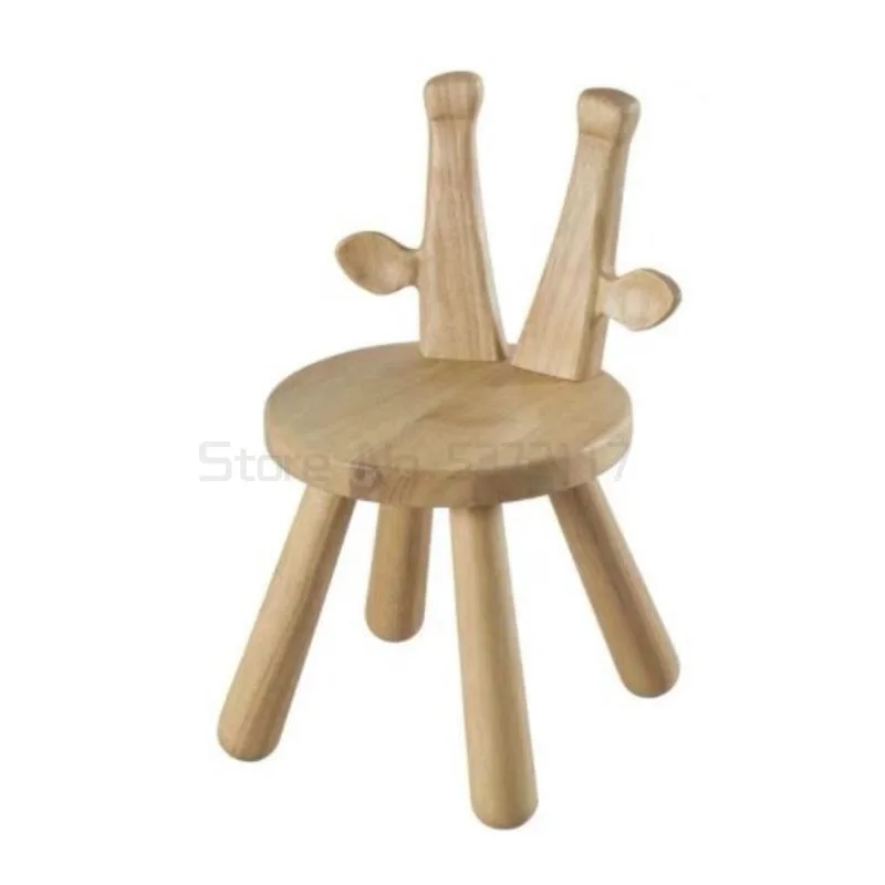 

Taburete con respaldo de dibujos animados para niños y bebés, Banco de madera de pino sólido otomano con coonejo,CD