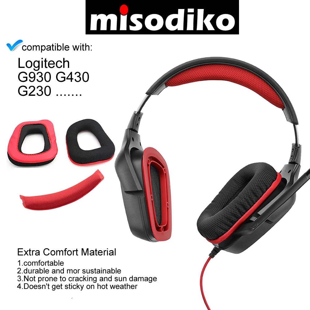 Misodiko Замена амбушюры и оголовье для Logitech G930 G430 G230 игровая гарнитура наушники