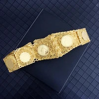 new golden flower waist belts european trendy napoleon figure waist chains for women luxury coin bridal belts