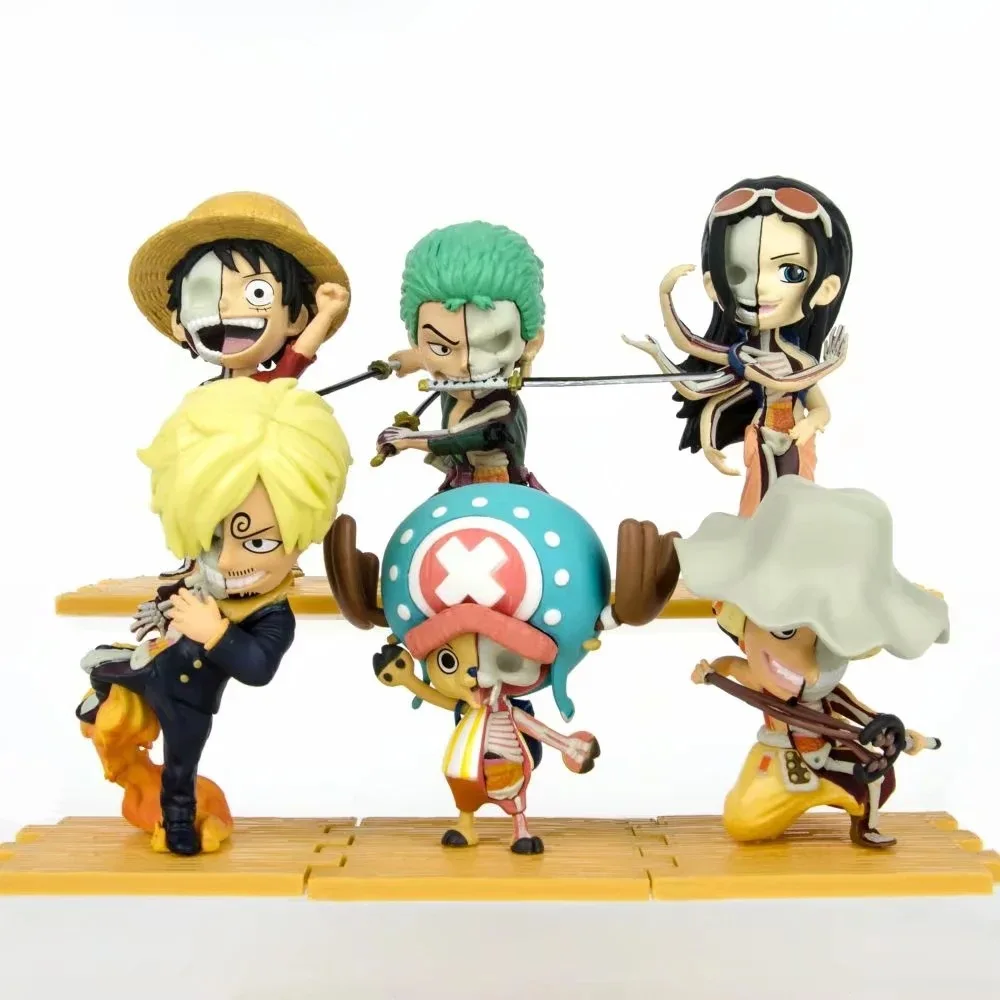 

6 Pieces One Piece Semi-anatomical Luffy Zoro Chopper Sanji Nico Robin Usopp PVC Action Figure Doll 8-10cm