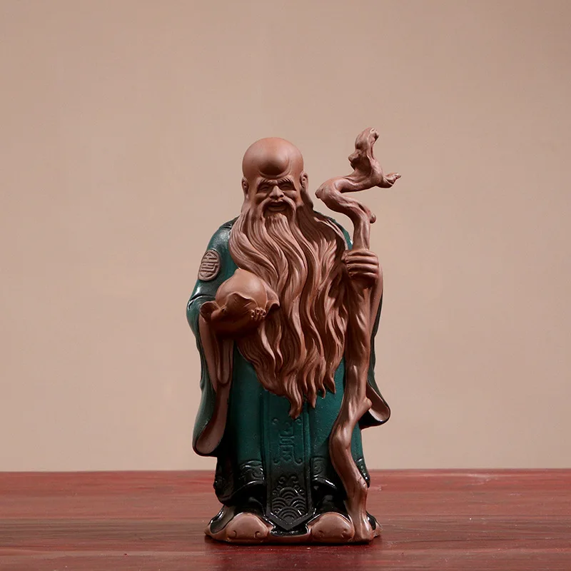 

Ceramic statue of Fu Lu Shou God of WealthModern art sculptureHome living room loft character decoration statueBusiness gifts