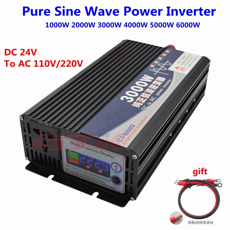 

GTK DC 24V to AC 110V 220V 1000W 2000W 3000W 4000W 5000W 6000W inverter for 24V lithium battery Home appliance backup power