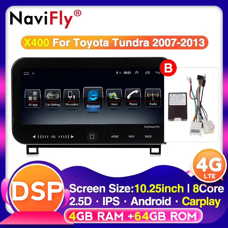 Octa Core 4G RAM 64G ROM 10 25 дюймов DSP для TOYOTA TUNDRA 2007 2013 автомобильный