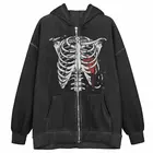 Y2K свитшот в готическом стиле bergroen Женская толстовка с капюшоном на молнии в стиле ретро 90-х годов