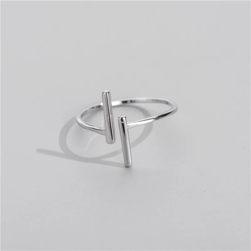 

Silver 925 Jewelry Sterling Silver Korean Double T Ring Open Ring Adjustable Classic Jewelry Silver Ring For Women